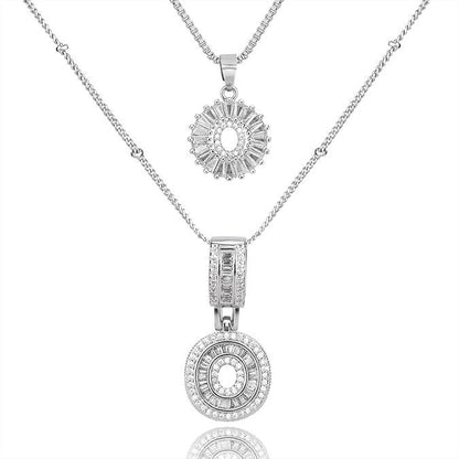 26 English Letters Copper-plated Gold Diamond Pendant Necklace