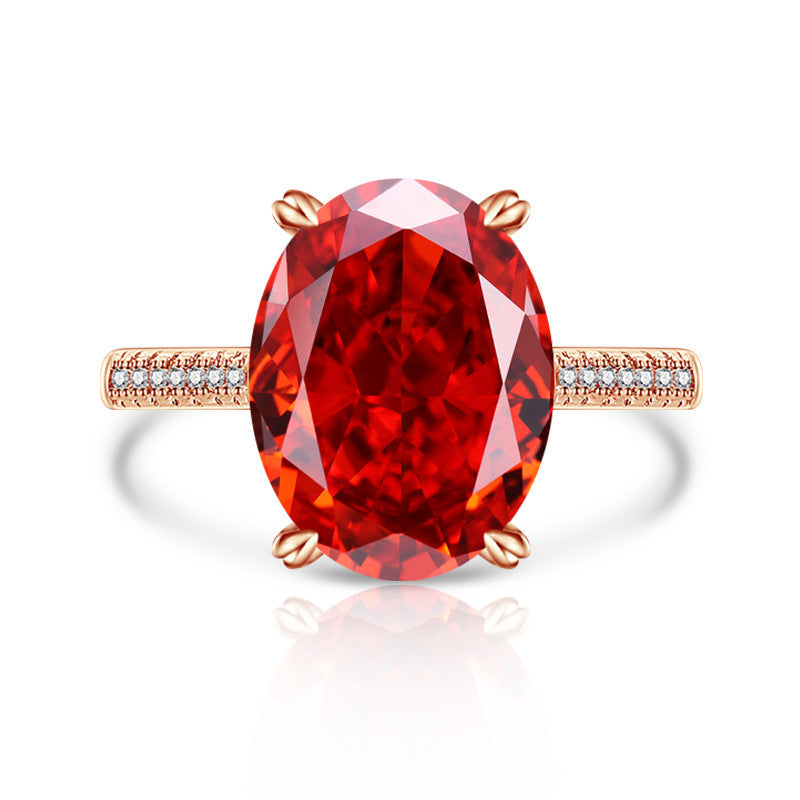 Female Versatile Casual Papalacha High Carbon Diamond Ice Flower Ring