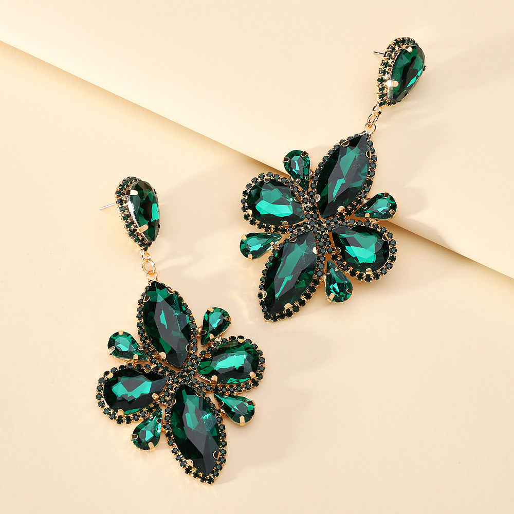 Exaggerated Geometry Shiny Glass Long Large Earrings Personality Retro Design