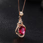 Women's Korean-style Red Tourmaline Colored Gemstone Pendant Necklace