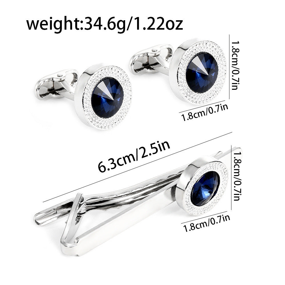 Men's Business European And American Fashion Blue Crystal Zircon Cufflinks