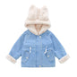 Girls' Denim Jacket Girls' Baby Plus Velvet Thickening