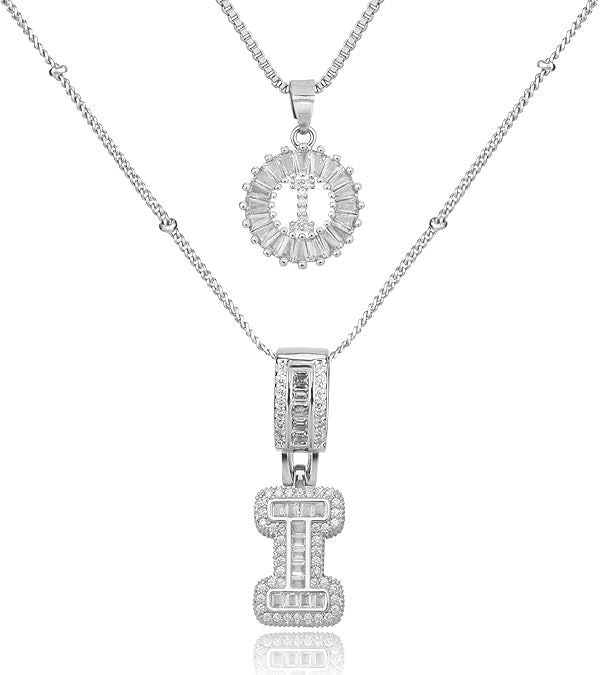 26 English Letters Copper-plated Gold Diamond Pendant Necklace