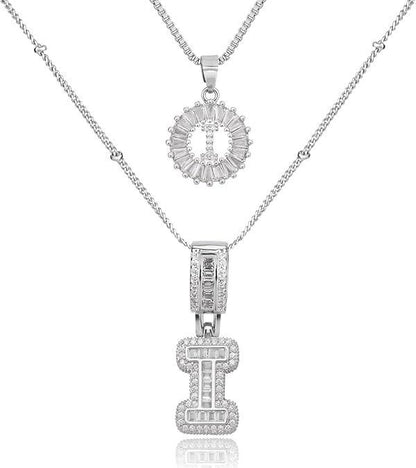 26 English Letters Copper-plated Gold Diamond Pendant Necklace