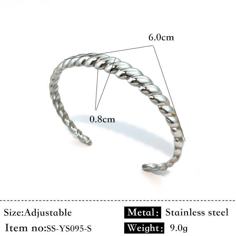 Stainless Steel Plated 18K Flower Titanium Steel Open-end Bracelet