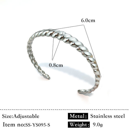 Stainless Steel Plated 18K Flower Titanium Steel Open-end Bracelet