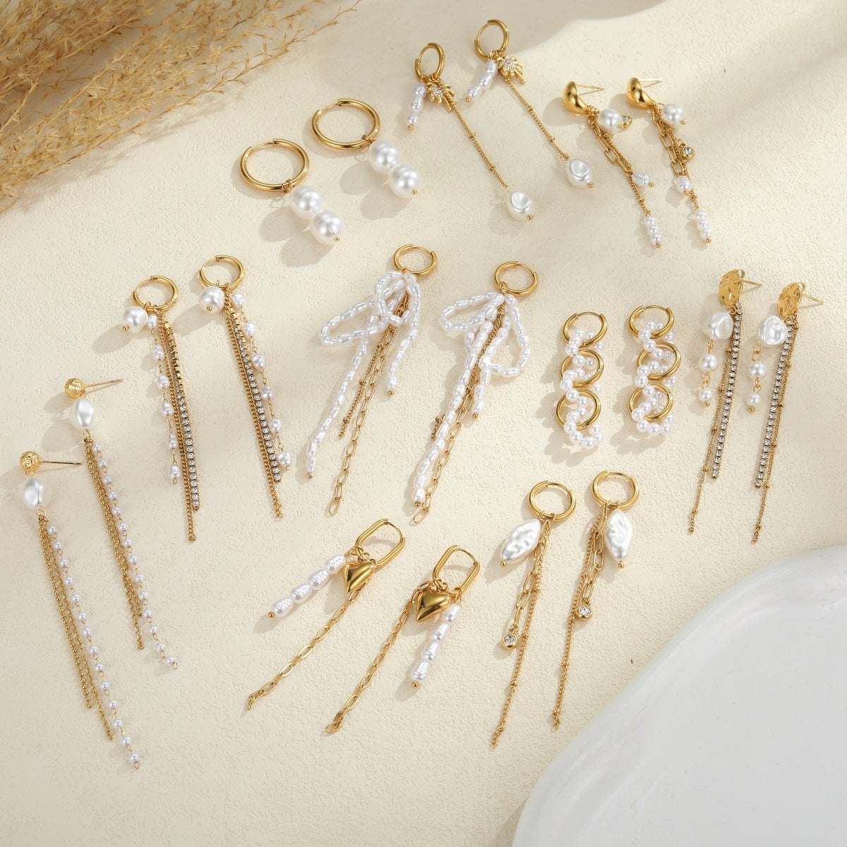 Pearl Earrings Long Tassel Stainless Steel Earrings Design Earrings