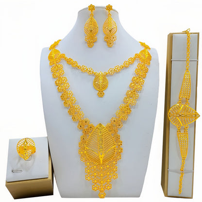 Fashion Women's Necklace Earring Ring Bracelet Suit