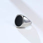 Stainless Steel Glossy Black Epoxy Irregular Hexagonal Men's Ring
