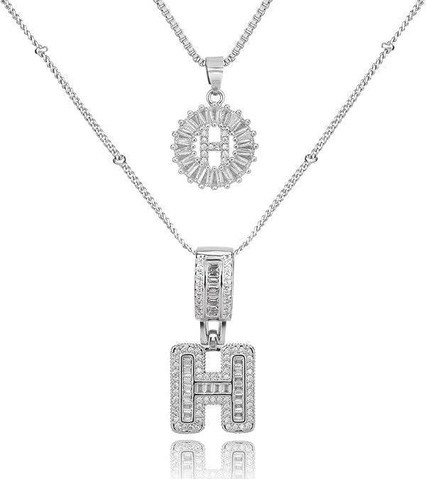 26 English Letters Copper-plated Gold Diamond Pendant Necklace