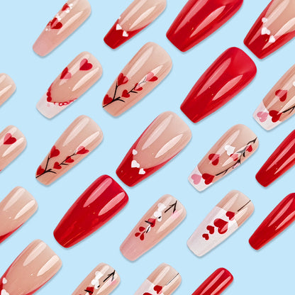 Long Red Heart Nail Sticker