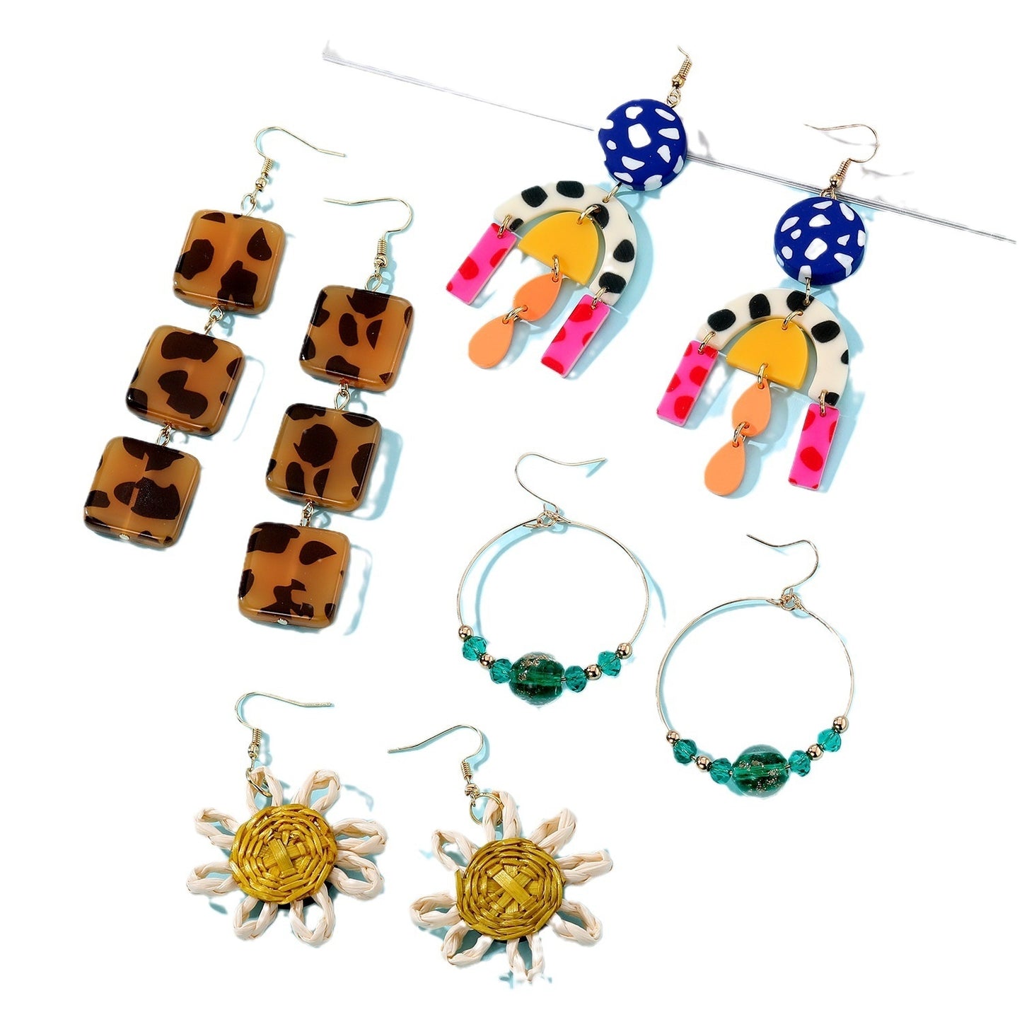 Alloy Women's Geometric Square Animal And Plant Design Ear Studs