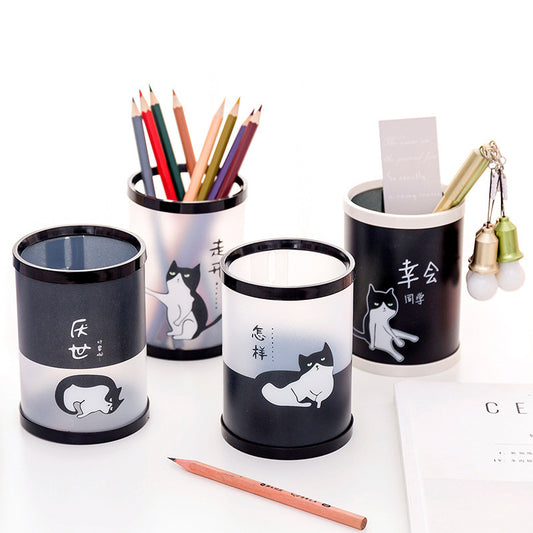 Desktop Office Storage Detachable Round Plastic Storage Cylinder