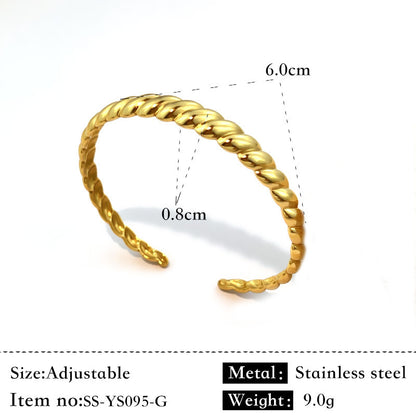 Stainless Steel Plated 18K Flower Titanium Steel Open-end Bracelet