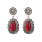 European And American Retro Bohemian Style Carved Ruby Earrings