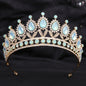 Wedding Birthday Headdress Crown Alloy Inlaid Protein Green Bright Crystal Bride