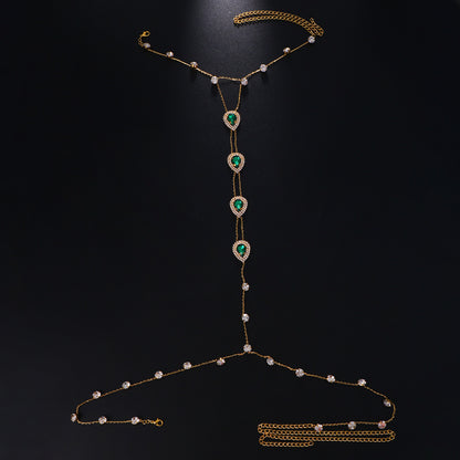 Gem Bikini Chest Necklace Body Chains Rhinestone-encrusted Jewelry