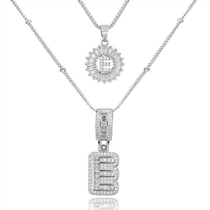 26 English Letters Copper-plated Gold Diamond Pendant Necklace