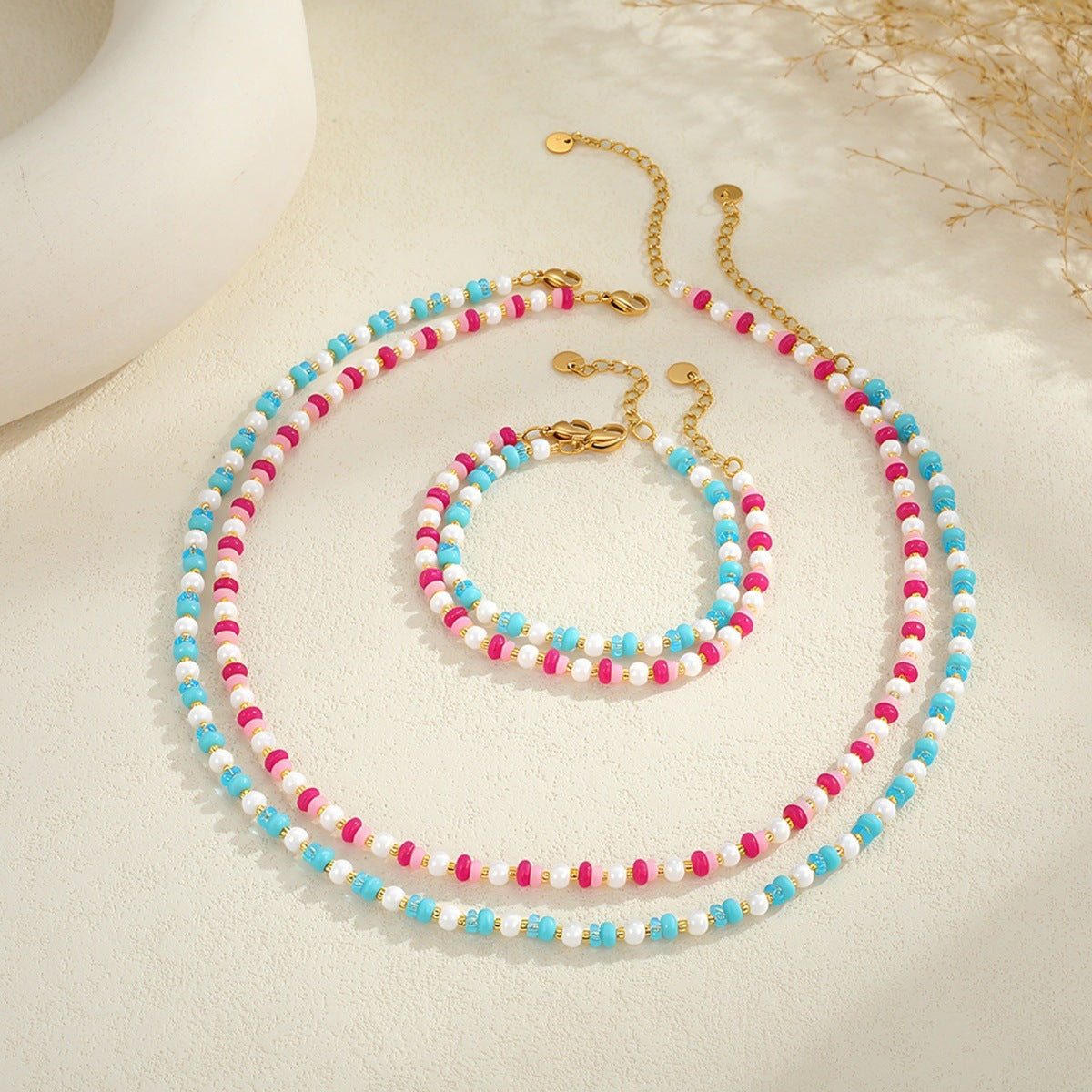 Cross-Border Sweet Resin Beaded Necklace