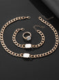 Geometric Square Chain Necklace Bracelet Ring Jewelry Set