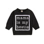 Hot Sale In Europe And America, Black And White Mama Letter Print Baby Pullover Sweater For Men And Women