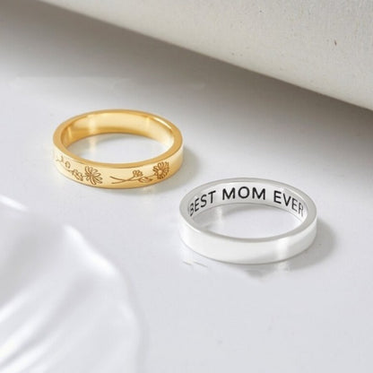 Fashionable Personalized Birthday Flower Ring