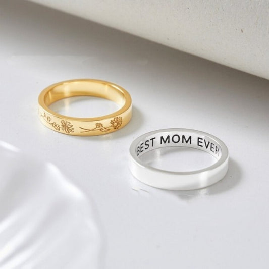 Fashionable Personalized Birthday Flower Ring