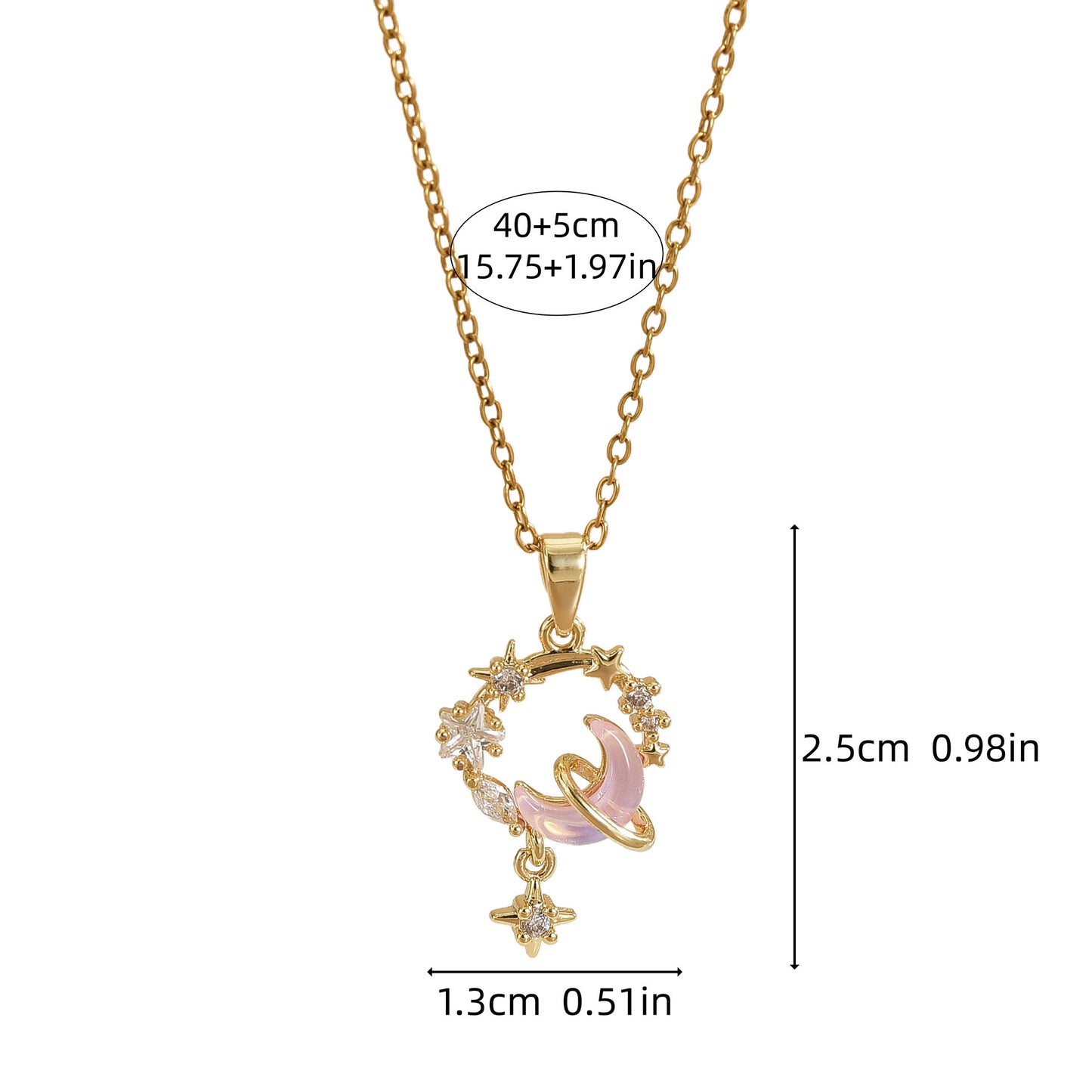 Micro-inlaid Zirconium Moon Ring Light Luxury Temperament Gorgeous Necklace For Women