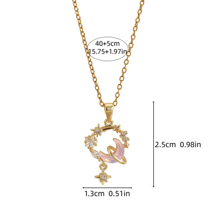 Micro-inlaid Zirconium Moon Ring Light Luxury Temperament Gorgeous Necklace For Women