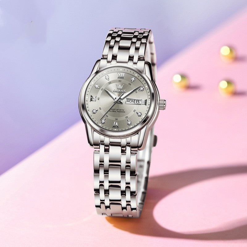 Roman Scale Fashion Calendar Quartz Watch Waterproof Ladies