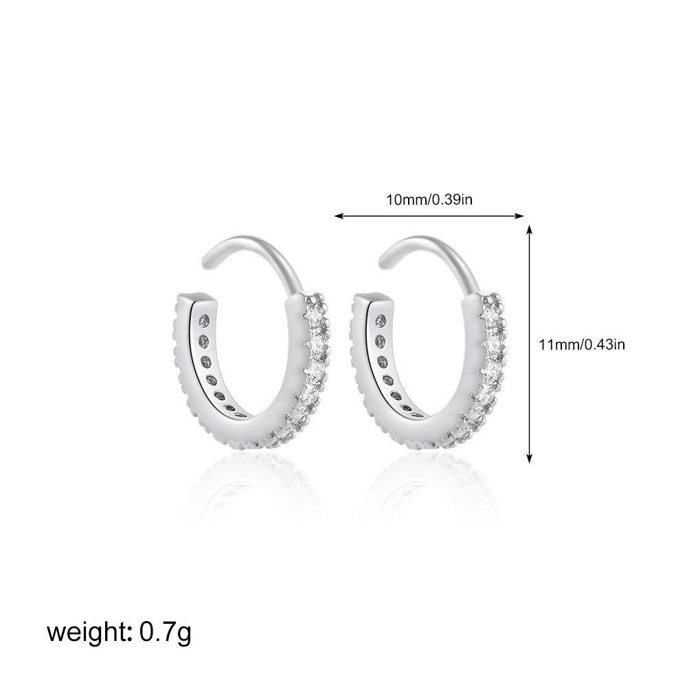 Stainless Steel 18K Gold Zircon Ear Bone Stud Titanium Steel Mini Ear Studs