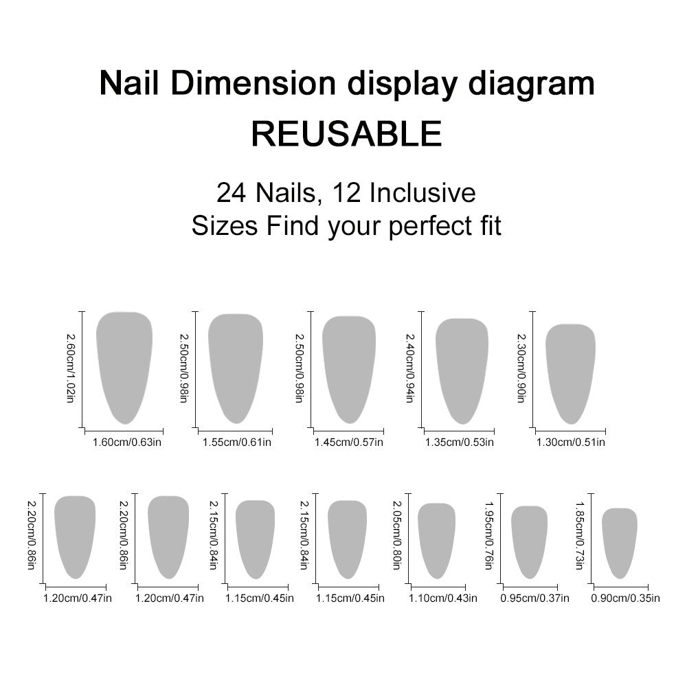 Milky White Almond Red Xiaoai Nail Sticker Removable Finished Wear Armor