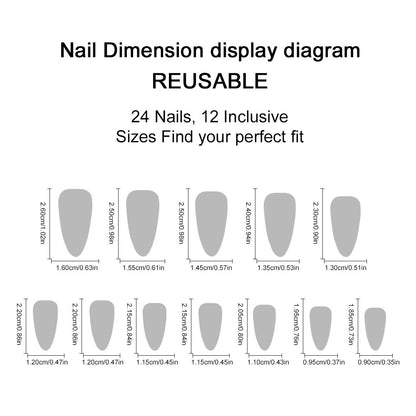 Milky White Almond Red Xiaoai Nail Sticker Removable Finished Wear Armor