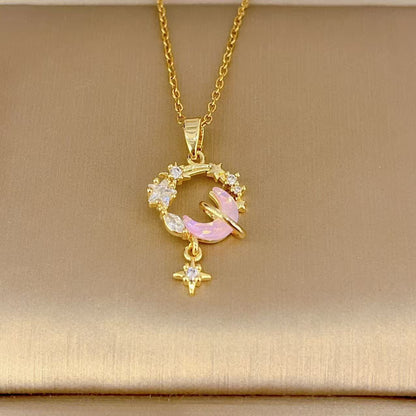 Micro-inlaid Zirconium Moon Ring Light Luxury Temperament Gorgeous Necklace For Women
