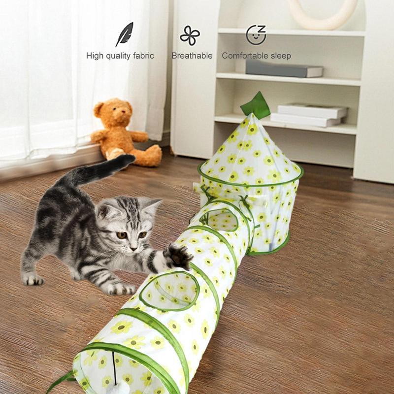 Cat Play Tunnel Folding Interactive Bunny Tent Tunnel Foldable Cat Tent Tubes Portable Indoor Outdoor Kennel Cat Tunnel Tube Toy