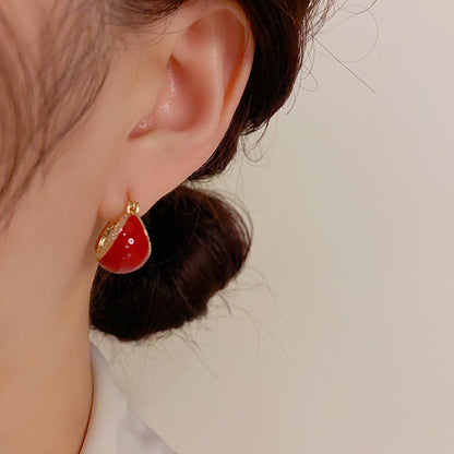 Retro And Elegant Micro-inlaid Drip Ear Buckle