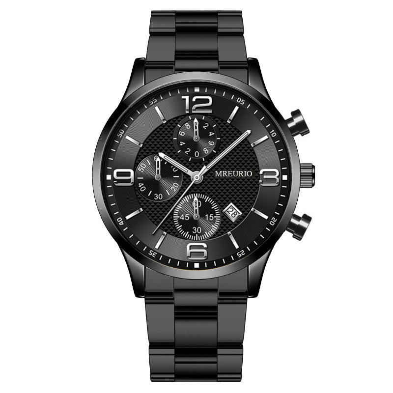 Fashion Numbers Three-eye Calendar Men's Watch