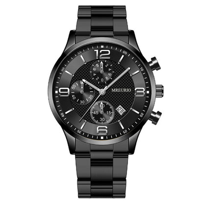 Fashion Numbers Three-eye Calendar Men's Watch