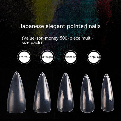 N81 Nail Tips Transparent Nail Sticker Pieces Long Pointed European And American Ultra-thin Apricot Nail Piece
