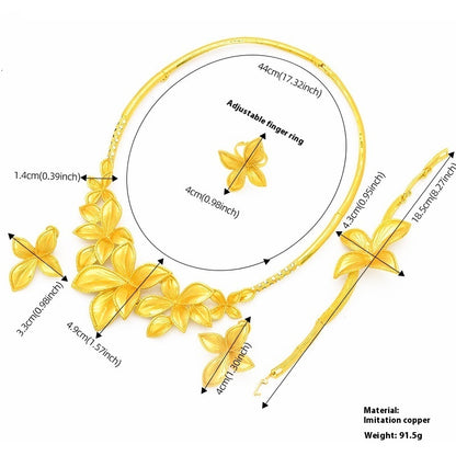 Women's Jewelry Suit Necklace Earring Ring Bracelet Four-piece Set