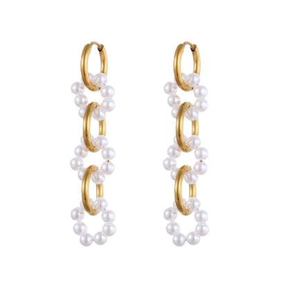 Pearl Earrings Long Tassel Stainless Steel Earrings Design Earrings