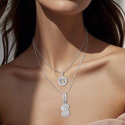 26 English Letters Copper-plated Gold Diamond Pendant Necklace