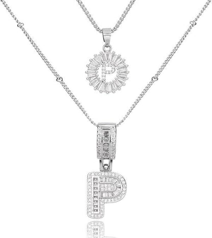 26 English Letters Copper-plated Gold Diamond Pendant Necklace