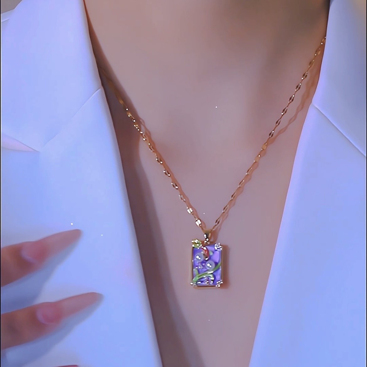 Pendant Vintage Oil Painting Style Flower Series Necklace