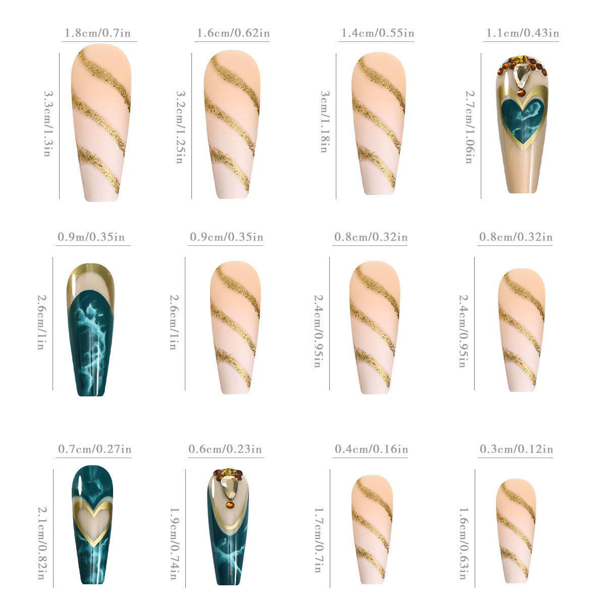 Green Blooming Love Tip Manicure Wear Nail Patch