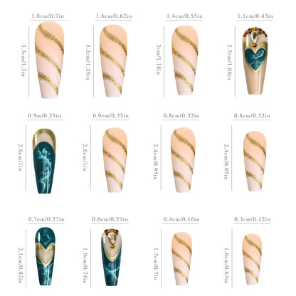 Green Blooming Love Tip Manicure Wear Nail Patch