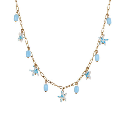 Colorful Starfish Stainless Steel Necklace Non-fading Ocean Style Bracelet