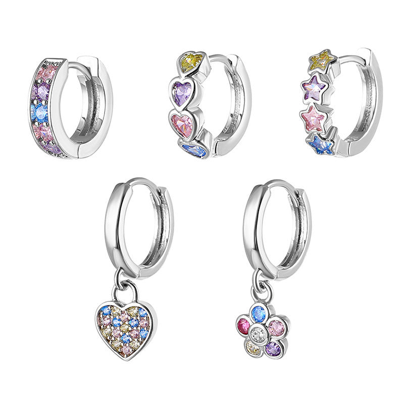 Women's Simple And Fashionable Colorful Zirconium Butterfly Earrings