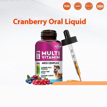 Glass Bottle With Straw Pet Vitamin Nutrient Solution