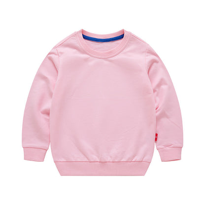 Boys Korean Round Neck Solid Color Loose Long Sleeve Pullover